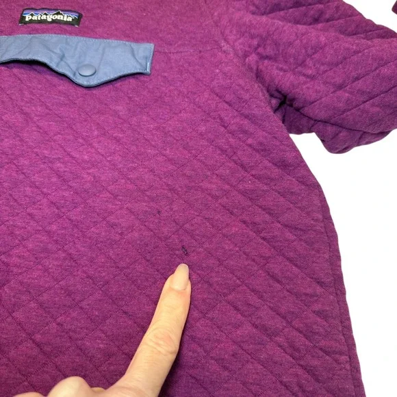 Patagonia Quilted Organic Cotton Purple Pullover Sweatshirt Women Size L - Picture 5 of 11